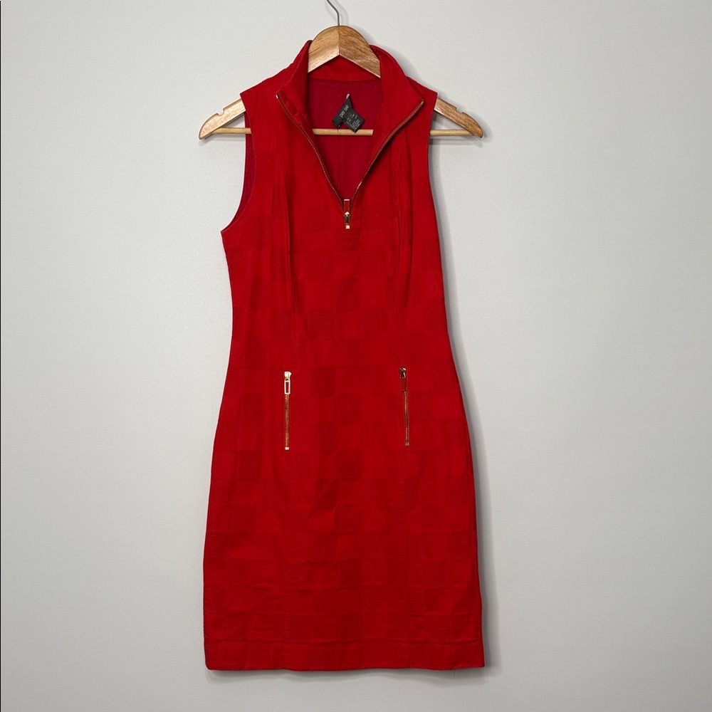 Per Se Red Sleeveless Collared Dress